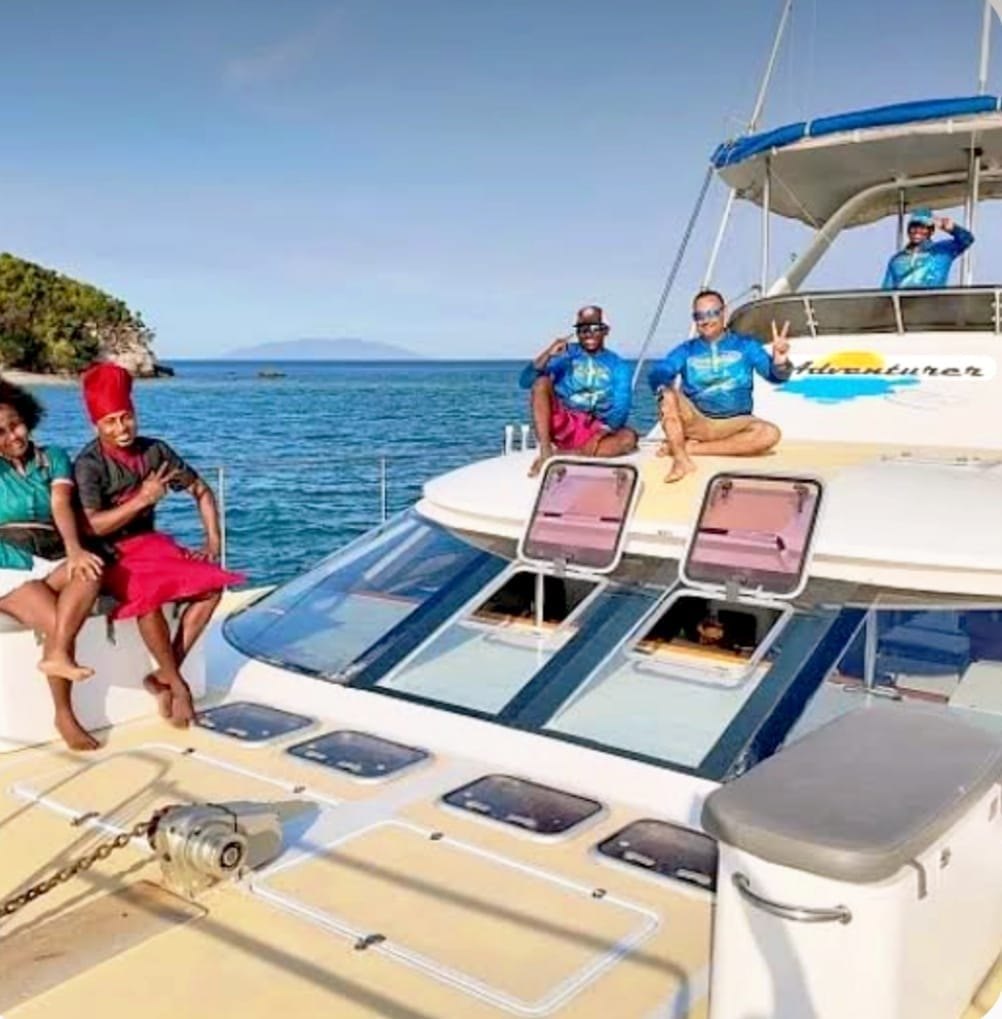 The crew of the Adventurer catamaran off Nosy Be