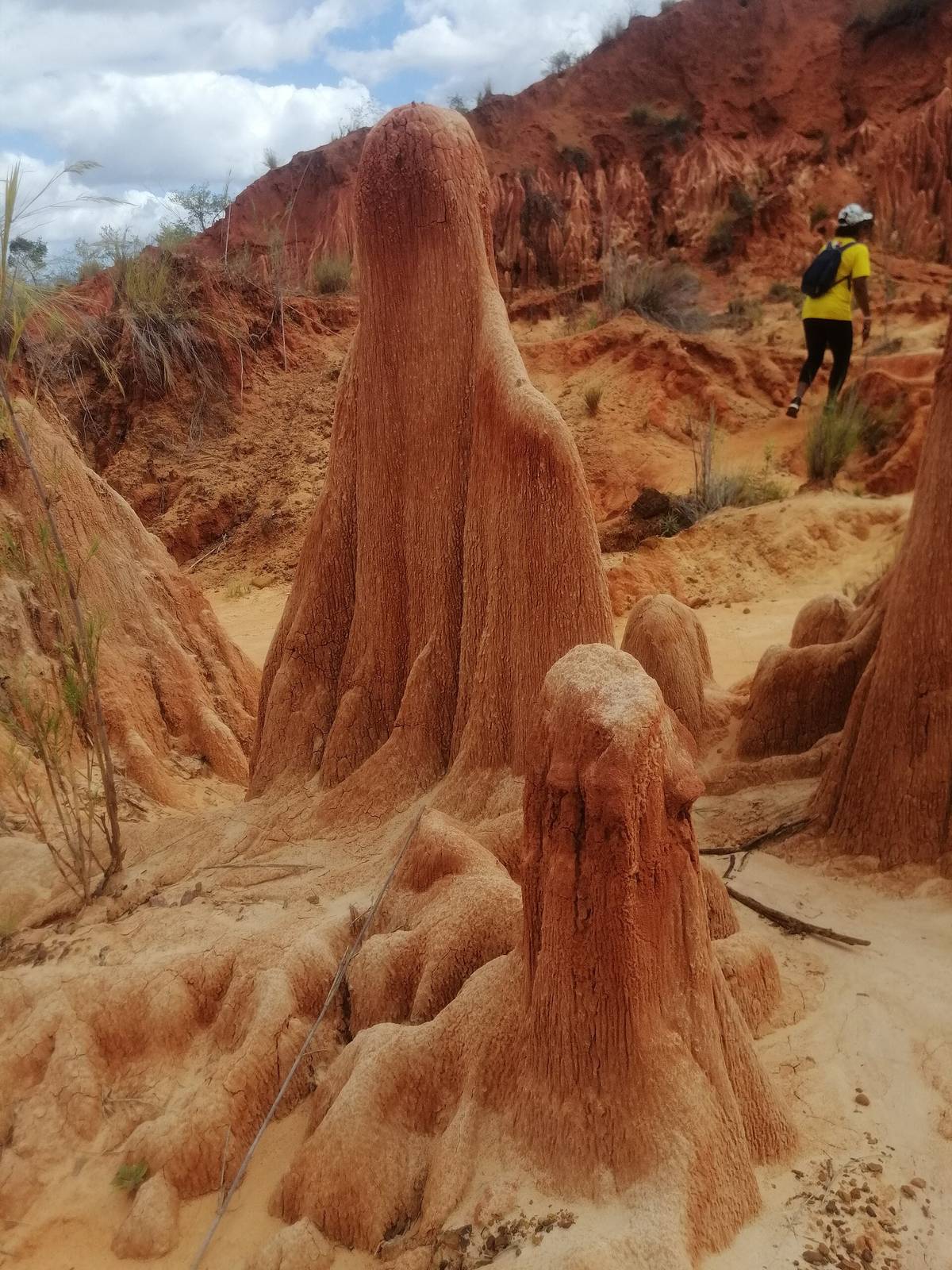 A hiker among the red pinnacles of the Red Tsingy near Diego Suarez